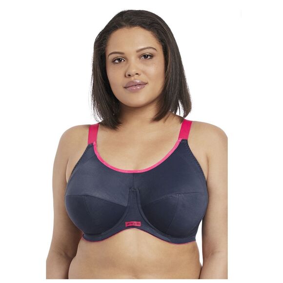 ELOMI Women’s Navy & Pink Energise Underwire Sports Bra Size 40DD  / 40E - Picture 1 of 4